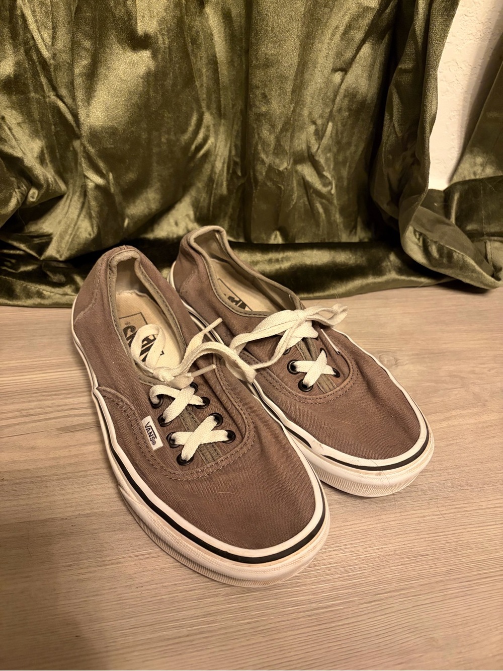 Vans Low Top Canvas Sneakers in Taupe Brown
